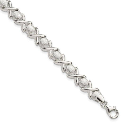 8 Inch Sterling Silver Polished And Satin X O Bracelet