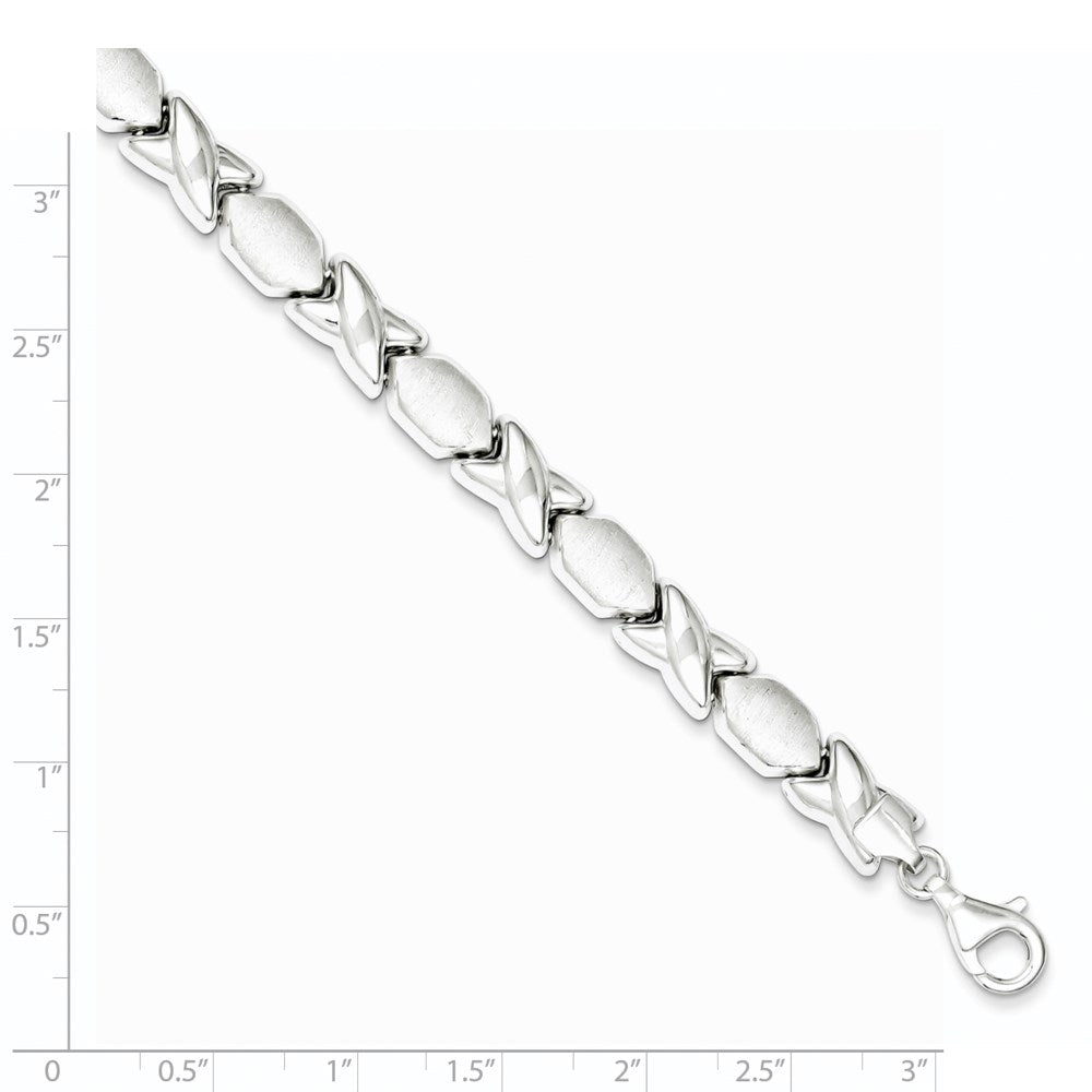 7 Inch Sterling Silver Polished And Satin X O Bracelet