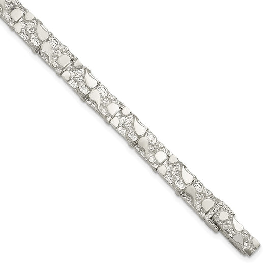 8 Inch Sterling Silver 7mm Nugget Bracelet