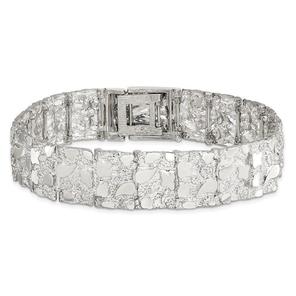 8.5 Inch Sterling Silver 15mm Nugget Bracelet
