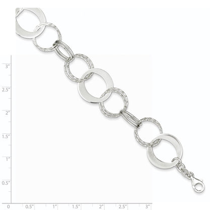 7.5 Inch Sterling Silver Polished And Textured Circle Link Bracelet