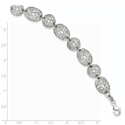 8.25 Inch Sterling Silver Rhodium Polished Circles Bracelet