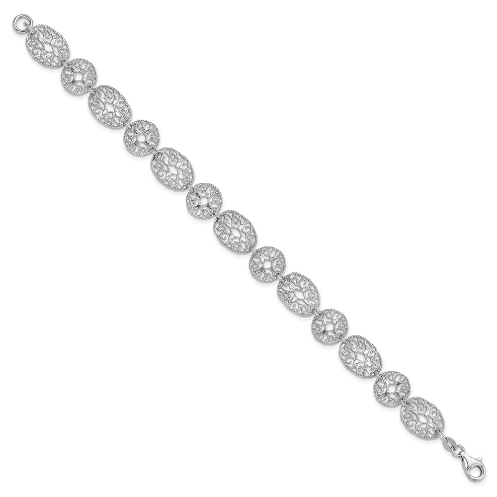 8.25 Inch Sterling Silver Rhodium Polished Circles Bracelet