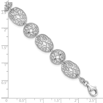 8.25 Inch Sterling Silver Rhodium Polished Circles Bracelet