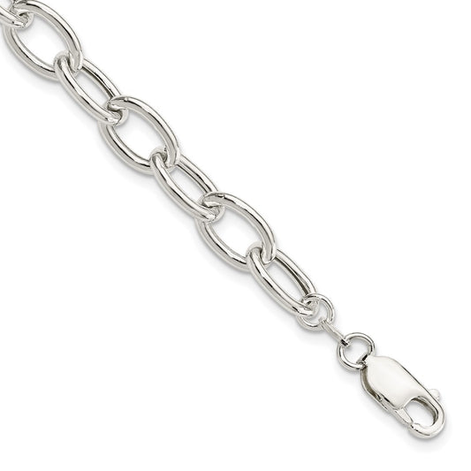 7.5 Inch Sterling Silver Open Link Cable 8.50mm Bracelet