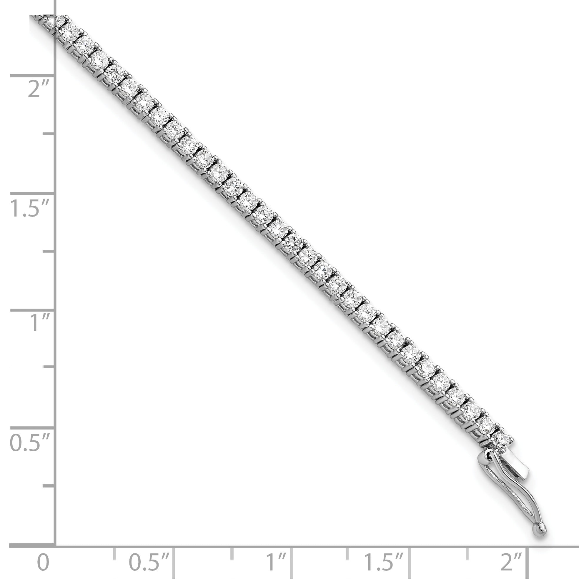 7 Inch Sterling Shimmer Silver Rhodium-Plated 2mm Cz 81 Stone Bracelet