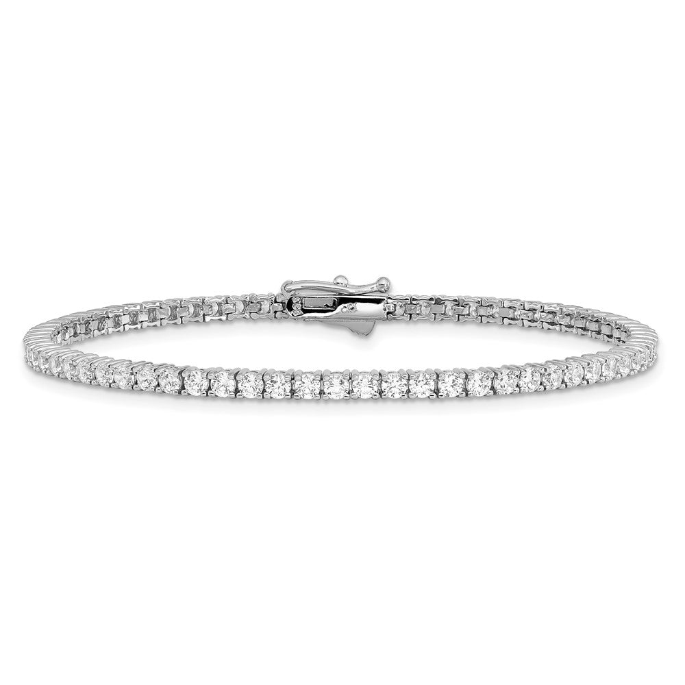 Sterling Silver Shimmer Rhodium-Plated 2.3mm Cz 70 Stone 7 Inch Bracelet