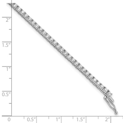 Sterling Silver Shimmer Rhodium-Plated 2.3mm Cz 70 Stone 7 Inch Bracelet