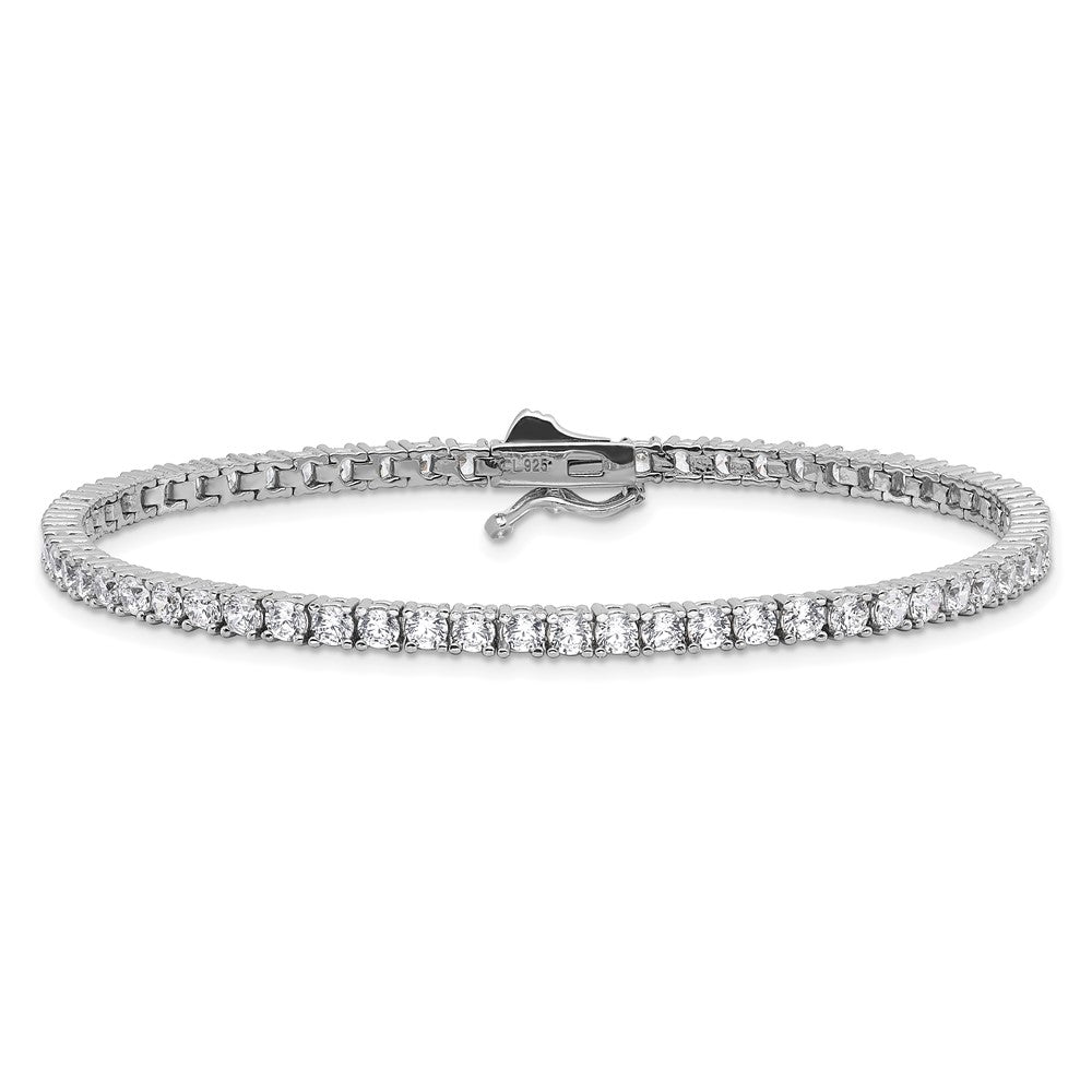 Sterling Silver Shimmer Rhodium-Plated 2.5mm Cz 68 Stone 7 Inch Bracelet