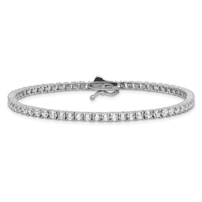 Sterling Silver Shimmer Rhodium-Plated 2.5mm Cz 68 Stone 7 Inch Bracelet