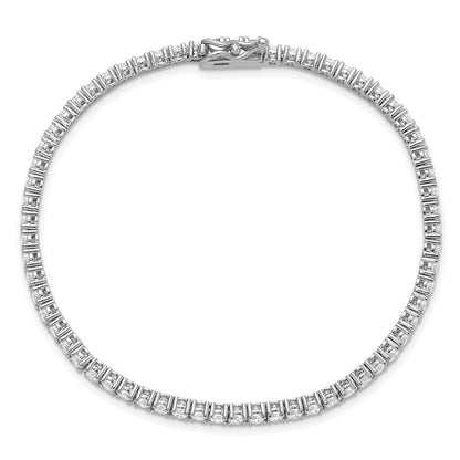Sterling Silver Shimmer Rhodium-Plated 2.5mm Cz 68 Stone 7 Inch Bracelet