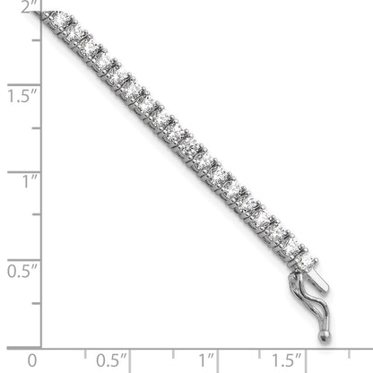 Sterling Silver Shimmer Rhodium-Plated 2.5mm Cz 68 Stone 7 Inch Bracelet