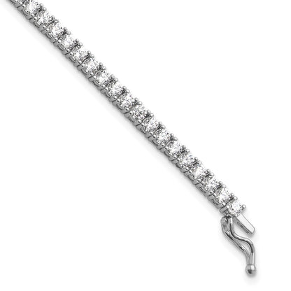 Sterling Silver Shimmer Rhodium-Plated 2.5mm Cz 68 Stone 7 Inch Bracelet