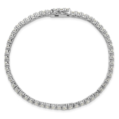 Sterling Silver Shimmer Rhodium-Plated 3mm Cz 55 Stone 7 Inch Bracelet