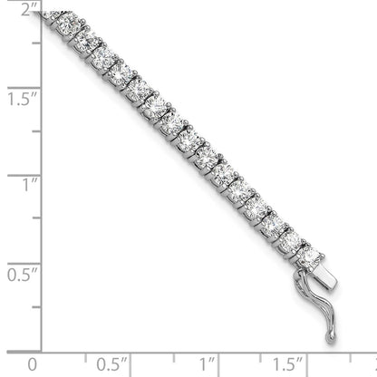 Sterling Silver Shimmer Rhodium-Plated 3mm Cz 55 Stone 7 Inch Bracelet