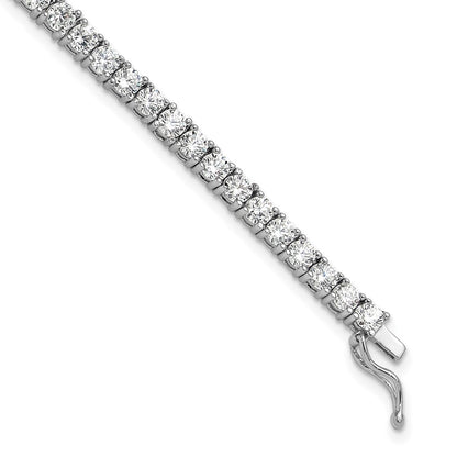 Sterling Silver Shimmer Rhodium-Plated 3mm Cz 55 Stone 7 Inch Bracelet