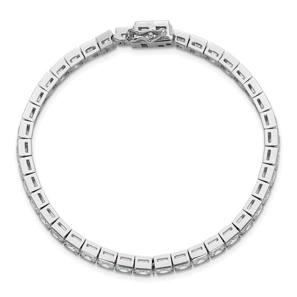 Sterling Silver Shimmer Rhodium-Plated 7 Inch 40 Stone Cz Bracelet