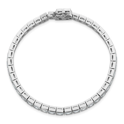 Sterling Silver Shimmer Rhodium-Plated 7 Inch 40 Stone Cz Bracelet
