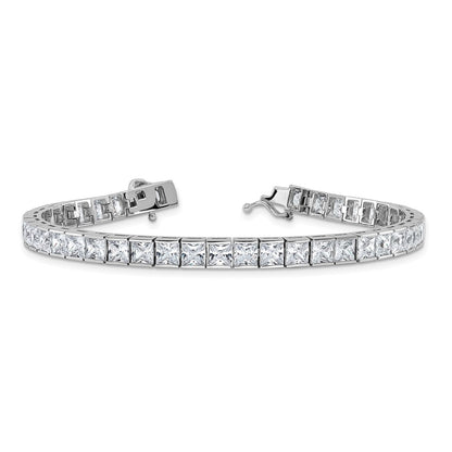 Sterling Silver Shimmer Rhodium-Plated 7 Inch 40 Stone Cz Bracelet