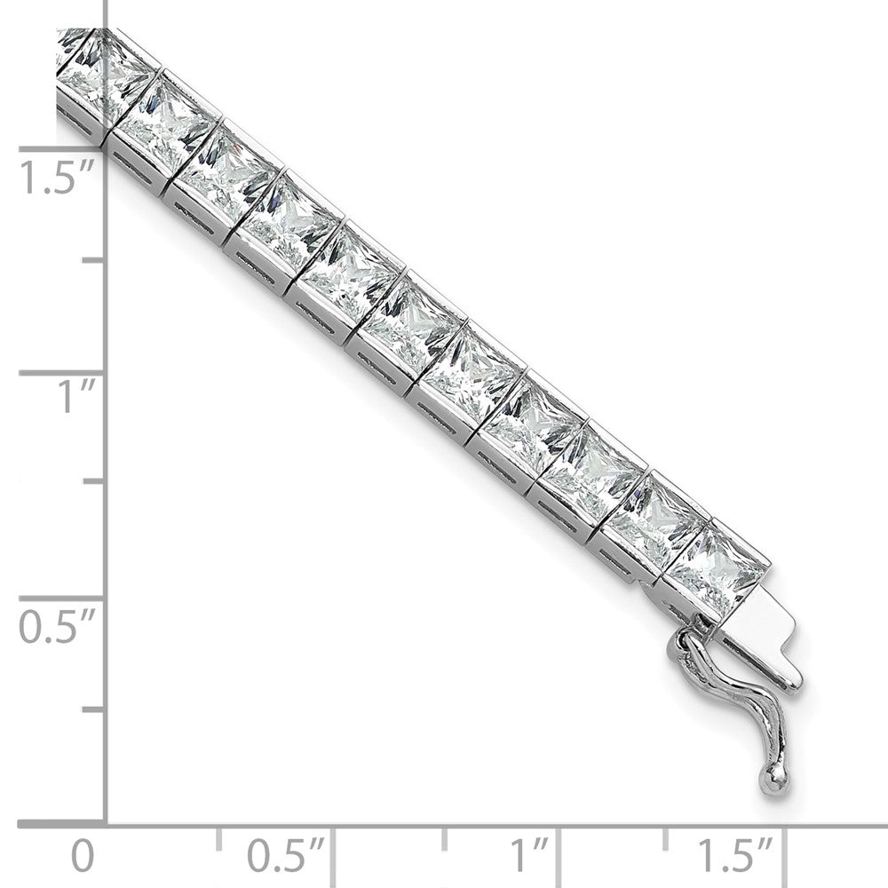 Sterling Silver Shimmer Rhodium-Plated 7 Inch 40 Stone Cz Bracelet