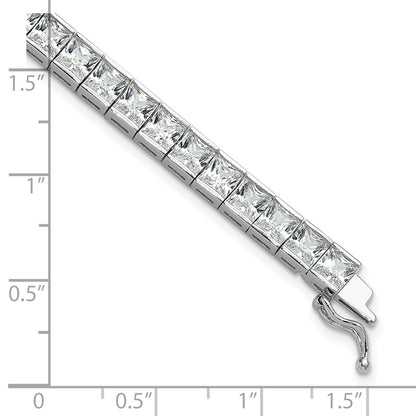 Sterling Silver Shimmer Rhodium-Plated 7 Inch 40 Stone Cz Bracelet