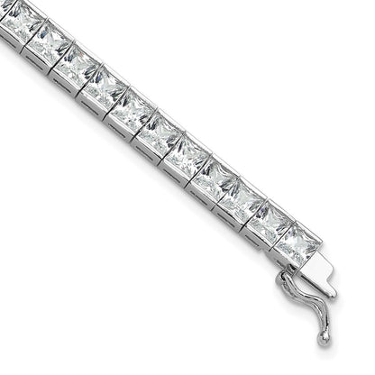 Sterling Silver Shimmer Rhodium-Plated 7 Inch 40 Stone Cz Bracelet