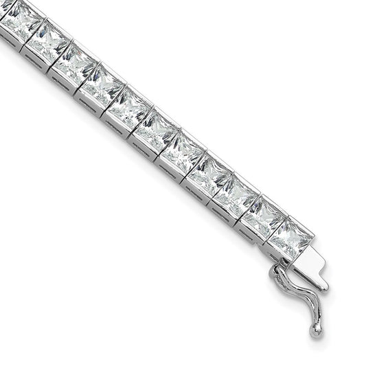 Sterling Silver Shimmer Rhodium-Plated 7 Inch 40 Stone Cz Bracelet