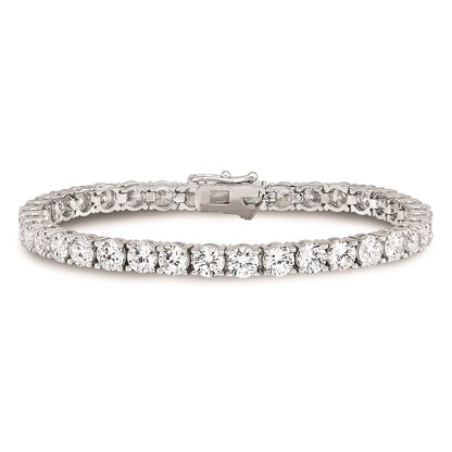 Sterling Silver Shimmer Rhodium-Plated 4.5mm Cz 37 Stone 7 Inch Bracelet
