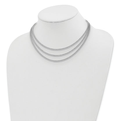 Sterling Silver Shimmer Rhodium Plated 16 Inch 732 Stone Cz 3 Strand Layer Necklace