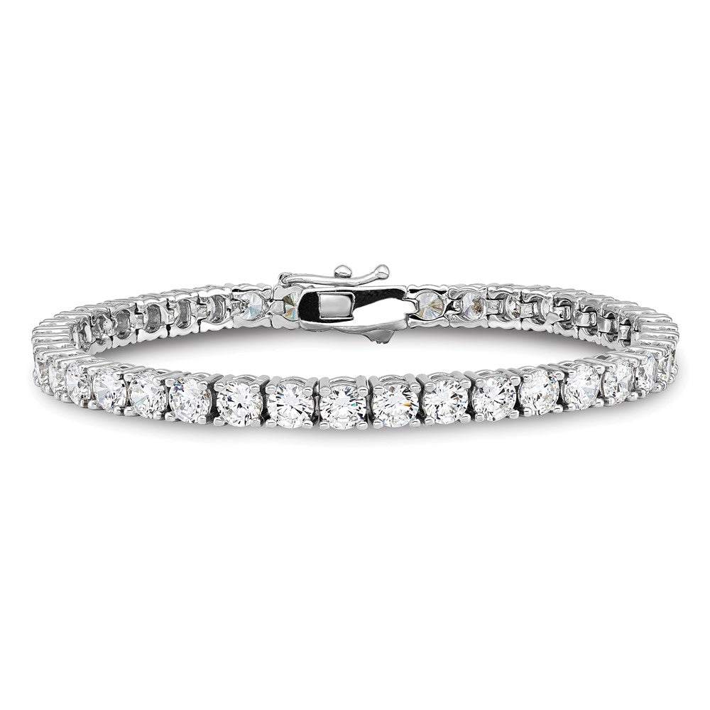 Sterling Silver Shimmer Rhodium-Plated 7 Inch 41 Stone Cz Bracelet