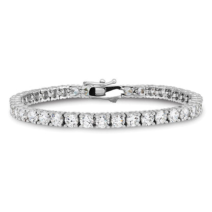 Sterling Silver Shimmer Rhodium-Plated 7 Inch 41 Stone Cz Bracelet
