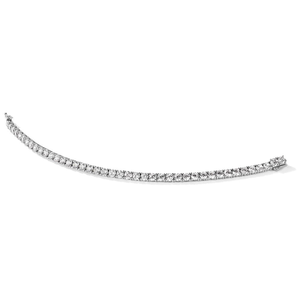 Sterling Silver Shimmer Rhodium-Plated 7 Inch 41 Stone Cz Bracelet