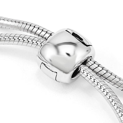 9 Inch Sterling Silver Antiqued Reflections Crystal Love Heart Adjust Bracelet