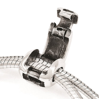 9 Inch Sterling Silver Antiqued Reflections Black Crystal Adjustable Bracelet