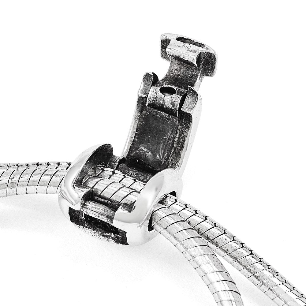 9 Inch Sterling Silver Antiqued Reflections Clear Crystal Adjustable Bracelet