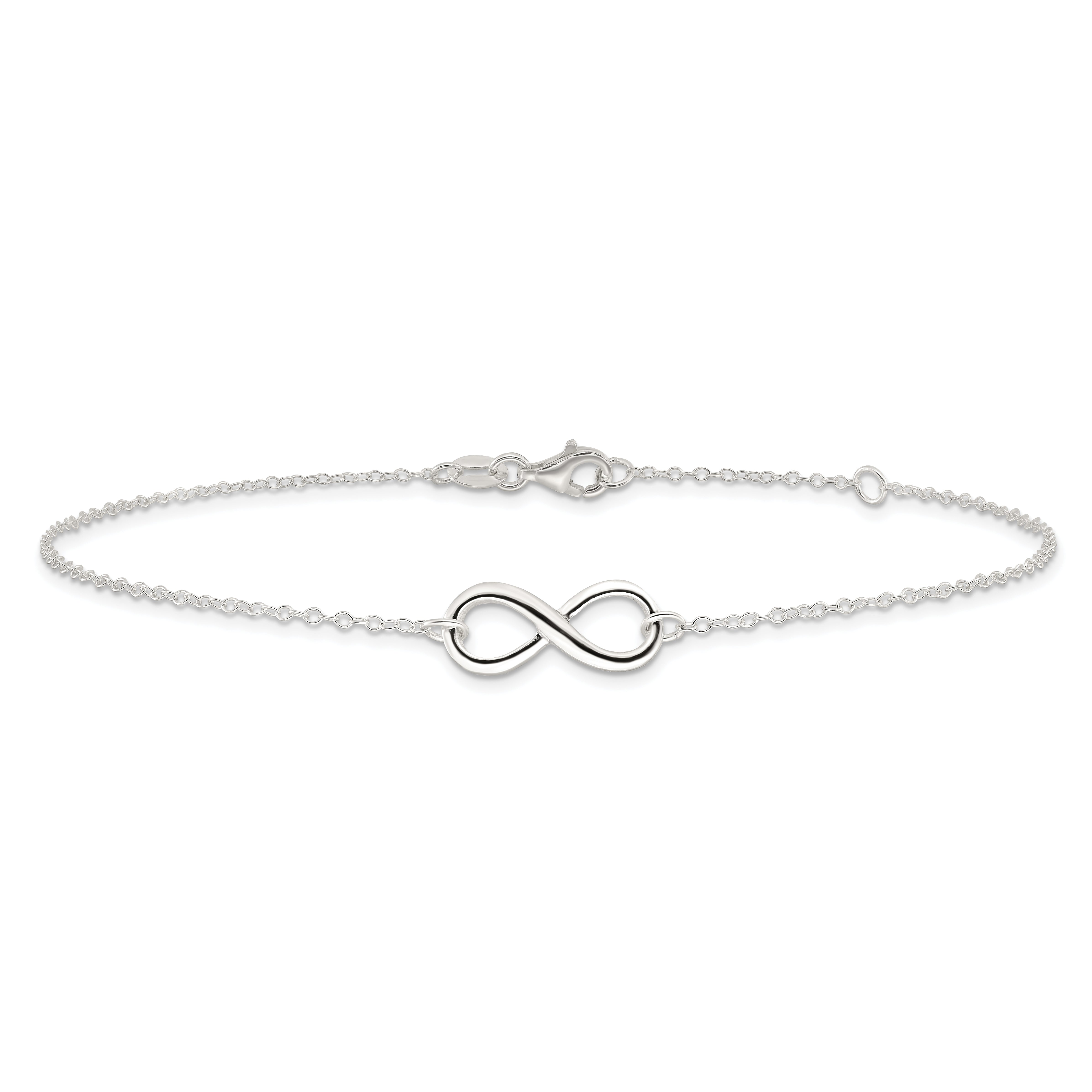 Sterling Silver Polished 9In Plus 1In. Ext. Infinity Symbol Anklet