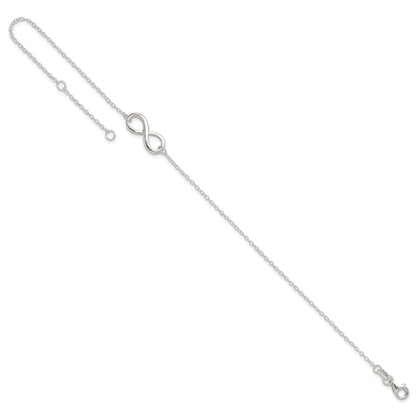 Sterling Silver Polished 9In Plus 1In. Ext. Infinity Symbol Anklet