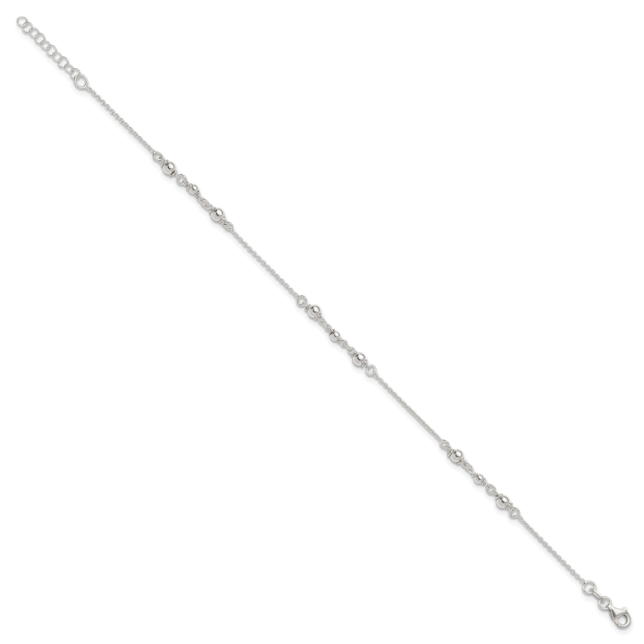 Sterling Silver Polished W/1In. Ext. Fancy Anklet