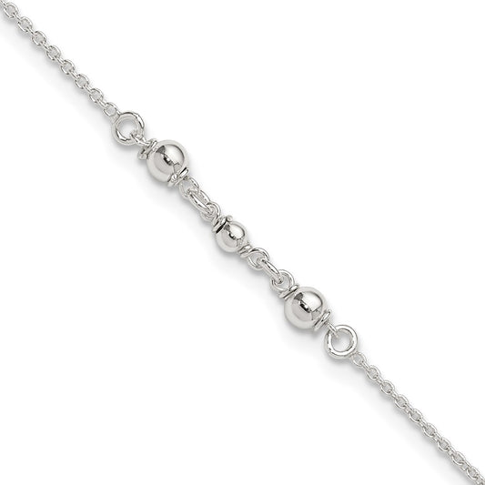 Sterling Silver Polished W/1In. Ext. Fancy Anklet