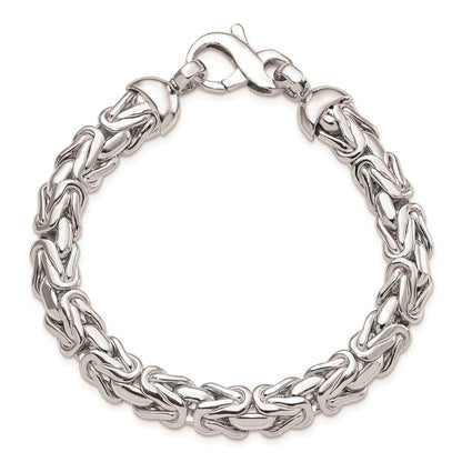 7.75 Inch Sterling Silver Rhodium-Plated Polished Byzantine Bracelet