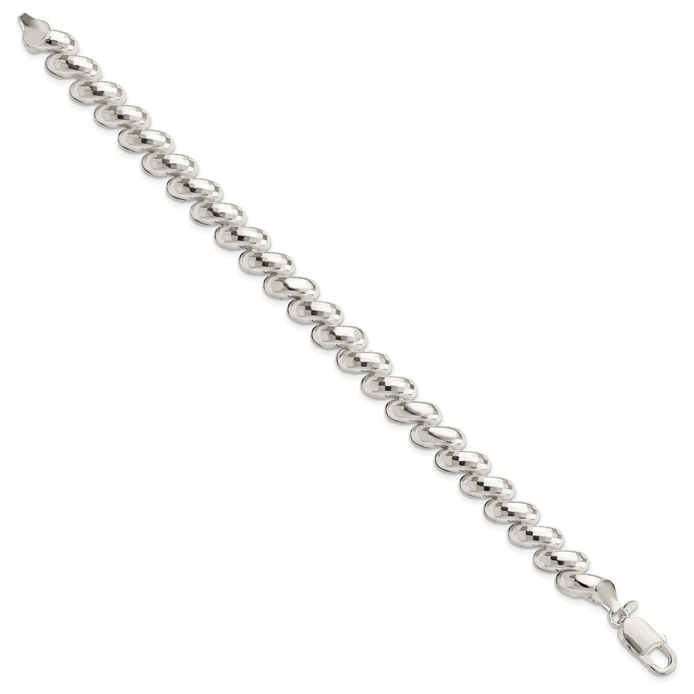 7.5 Inch Sterling Silver Fancy Diamond-Cut San Marco Bracelet