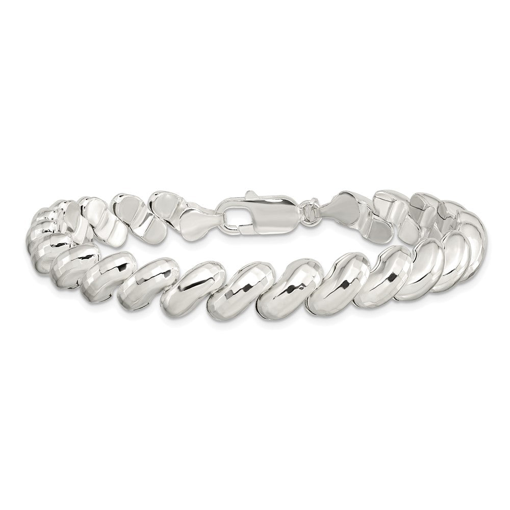 7.5 Inch Sterling Silver Fancy Diamond-Cut San Marco Bracelet