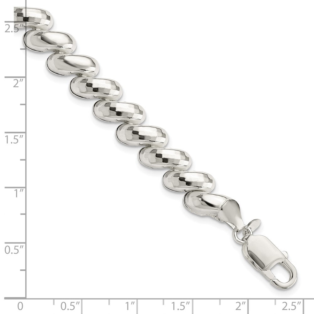 7.5 Inch Sterling Silver Fancy Diamond-Cut San Marco Bracelet
