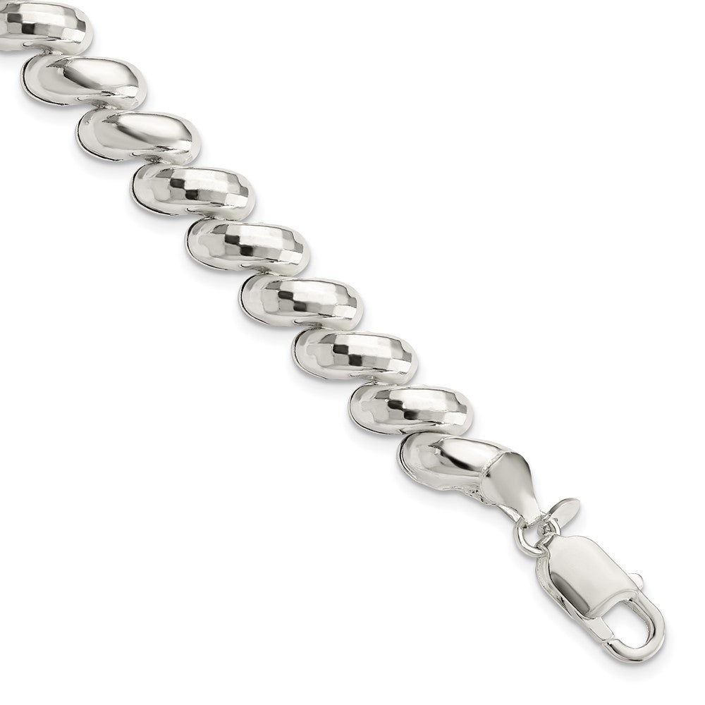 7.5 Inch Sterling Silver Fancy Diamond-Cut San Marco Bracelet
