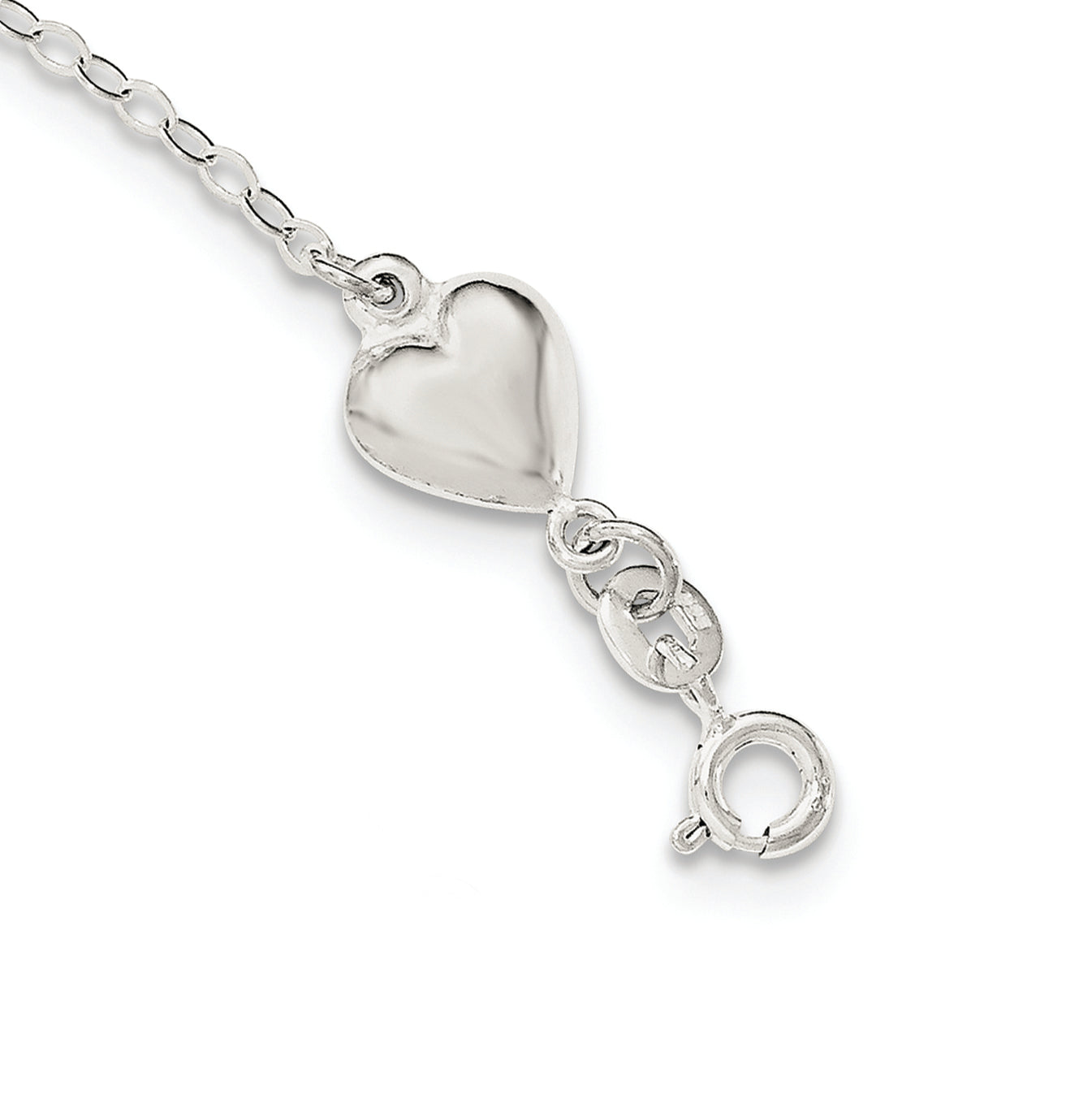 7.5 Inch Sterling Silver Polished Enamel Heart Love Bracelet