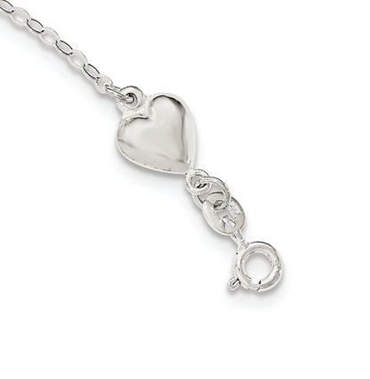 7.5 Inch Sterling Silver Polished Enamel Heart Love Bracelet