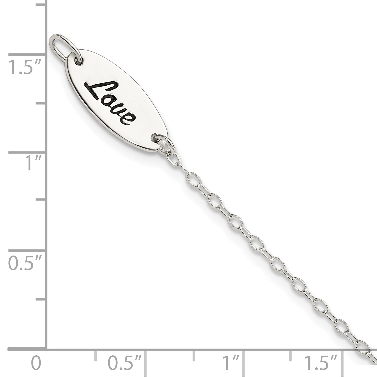 7.5 Inch Sterling Silver Polished Enamel Heart Love Bracelet