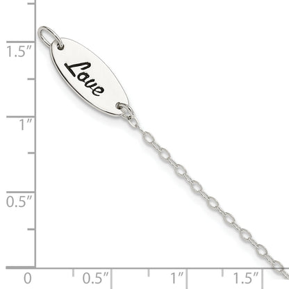 7.5 Inch Sterling Silver Polished Enamel Heart Love Bracelet