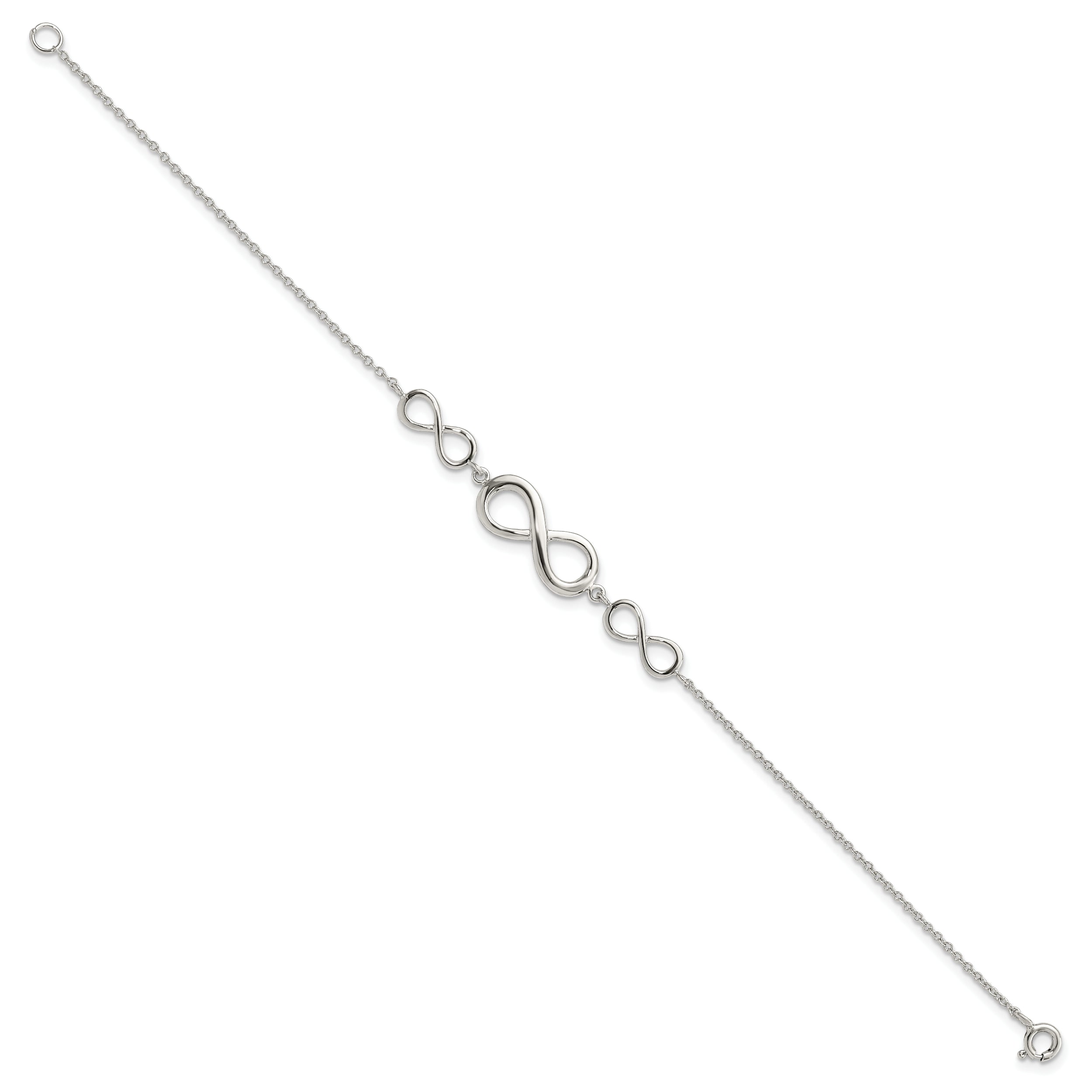 7.25 Inch Sterling Silver Rhodium-Plated Polished Infinity Symbol Bracelet