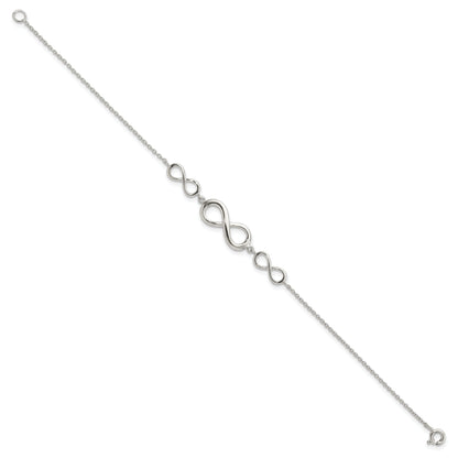 7.25 Inch Sterling Silver Rhodium-Plated Polished Infinity Symbol Bracelet